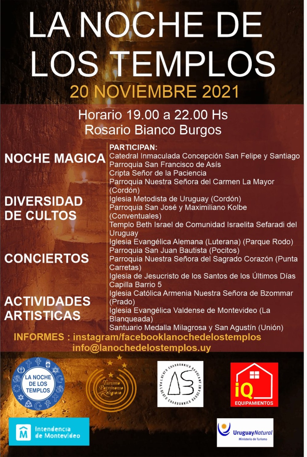 La Noche de los Templos se realiza el sábado 20